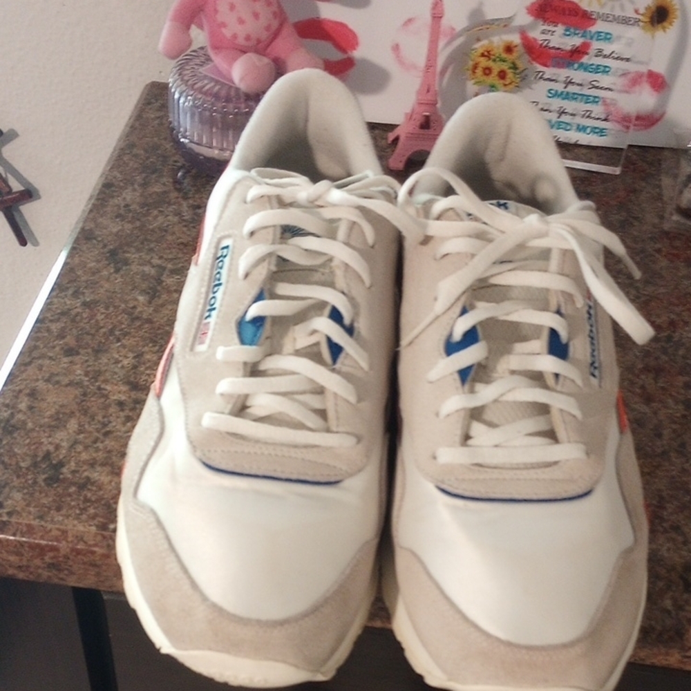 Reebok Classic White and Orange Trainers